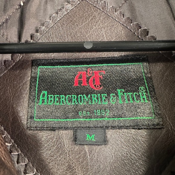 Abercrombie Fitch Flight Bomber Jacket M Brown Leather True Vintage Fur Collar - Picture 2 of 8